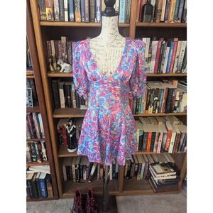 FOR LOVE & LEMONS X Free People Angie Puff Sleeve Mini Dress Size Small